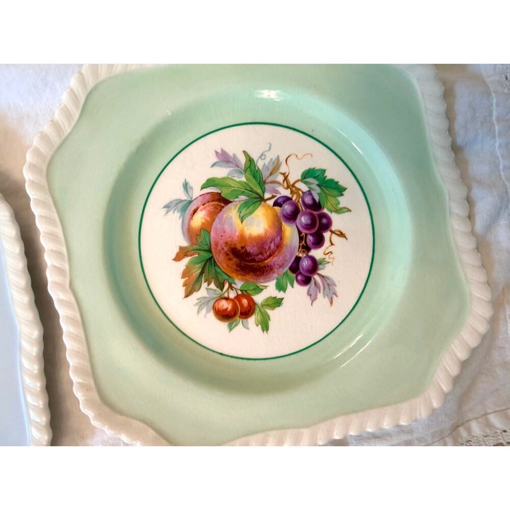 Johnson Bros Old English 6 Pastel Fruit Dessert Plates Green Pink Blue England - Picture 5 of 9